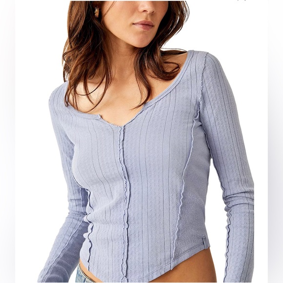 NWT Free People We The Free Eyes on You Long Sleeve in Falling Waters - Picture 6 of 15